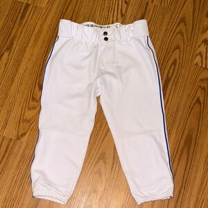 Youth White Pants with Blue Stripes